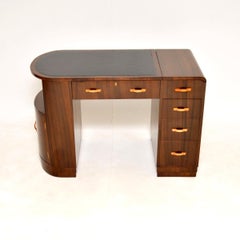 Art Deco Figured Walnut Leather Top Desk