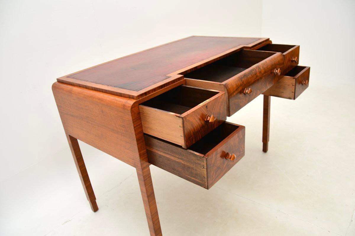 Art Deco Figured Walnut Leather Top Desk 3