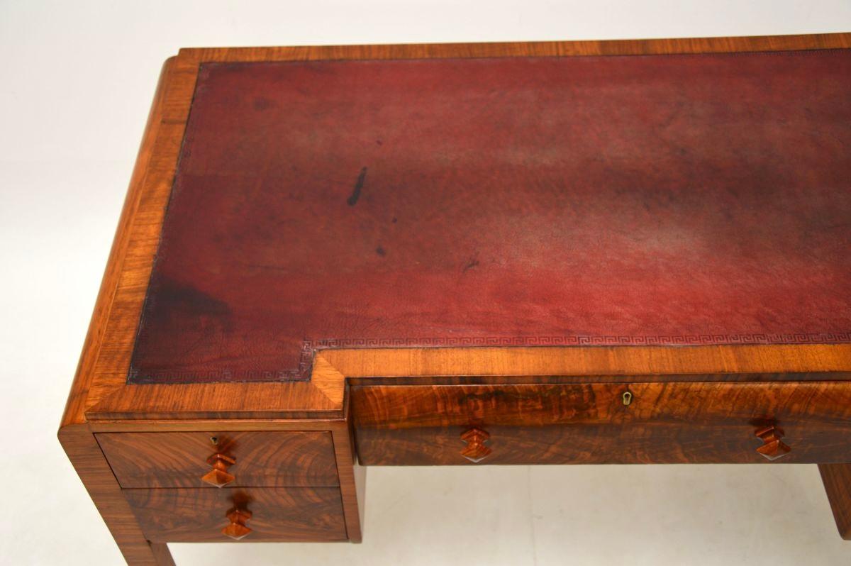 Art Deco Figured Walnut Leather Top Desk 4