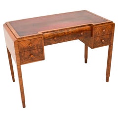 Art Deco Figured Walnut Leather Top Desk