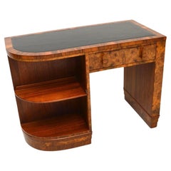 Art Deco Figured Walnut Leather Top Desk