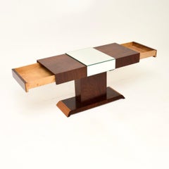 Art Deco Figured Walnut Mirrored Coffee Table