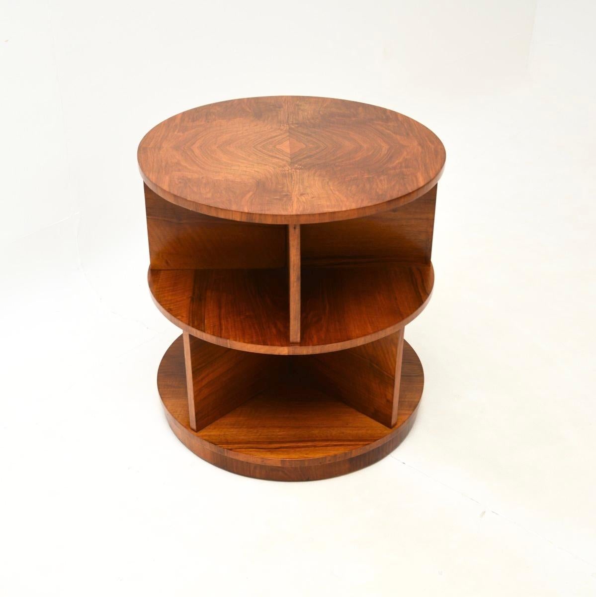 British Art Deco Figured Walnut Occasional Side / Centre Table For Sale