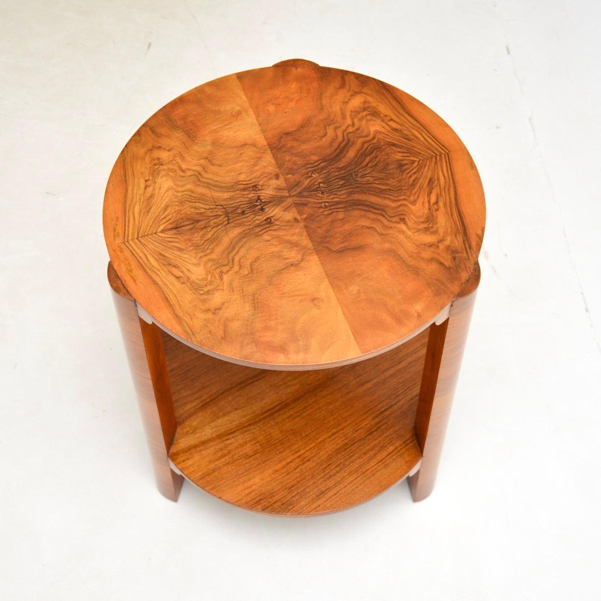 British Art Deco Figured Walnut Occasional Side Table For Sale