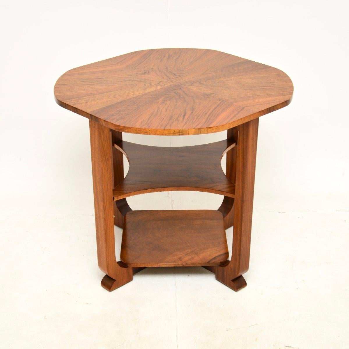 British Art Deco Figured Walnut Occasional Side Table For Sale