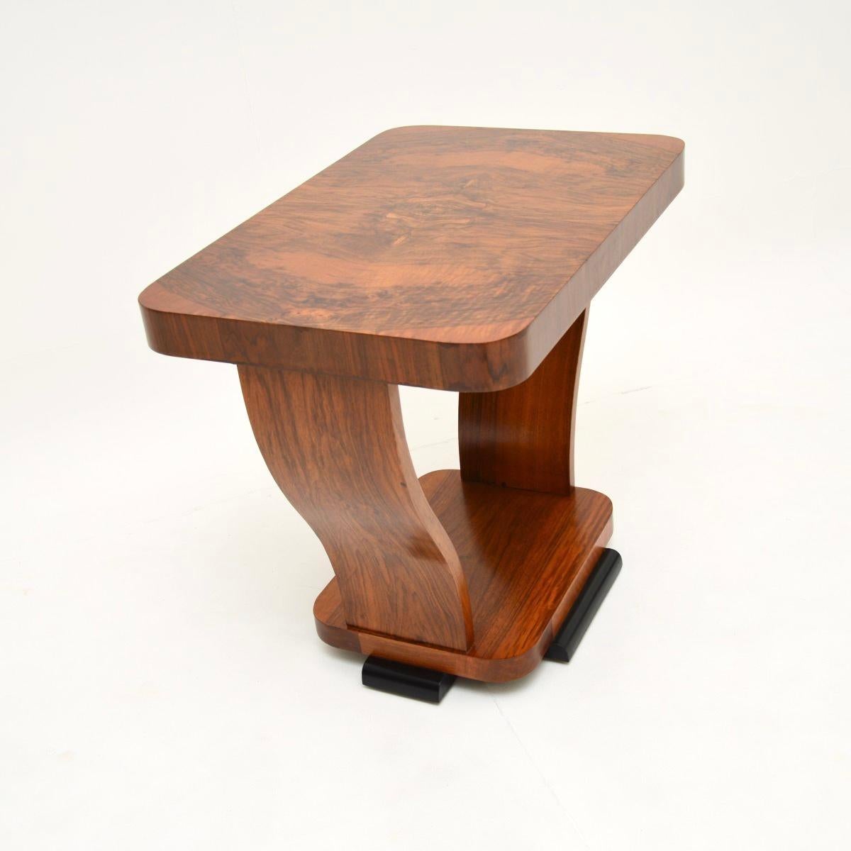 British Art Deco Figured Walnut Occasional Side Table For Sale