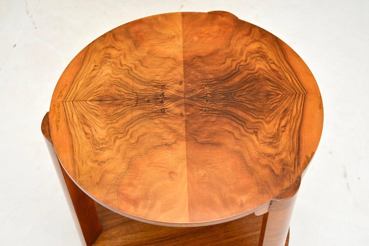 Early 20th Century Art Deco Figured Walnut Occasional Side Table For Sale