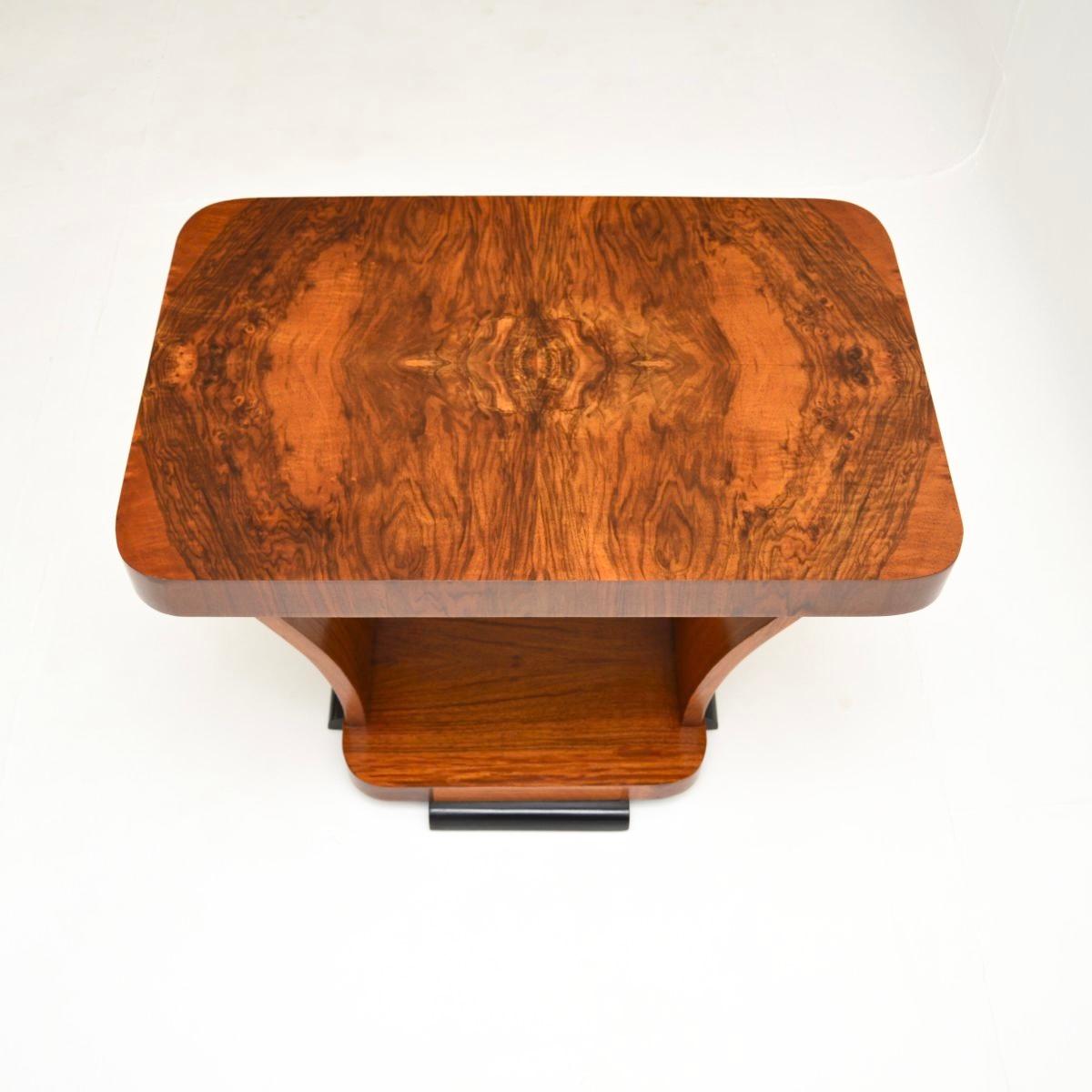 Early 20th Century Art Deco Figured Walnut Occasional Side Table For Sale