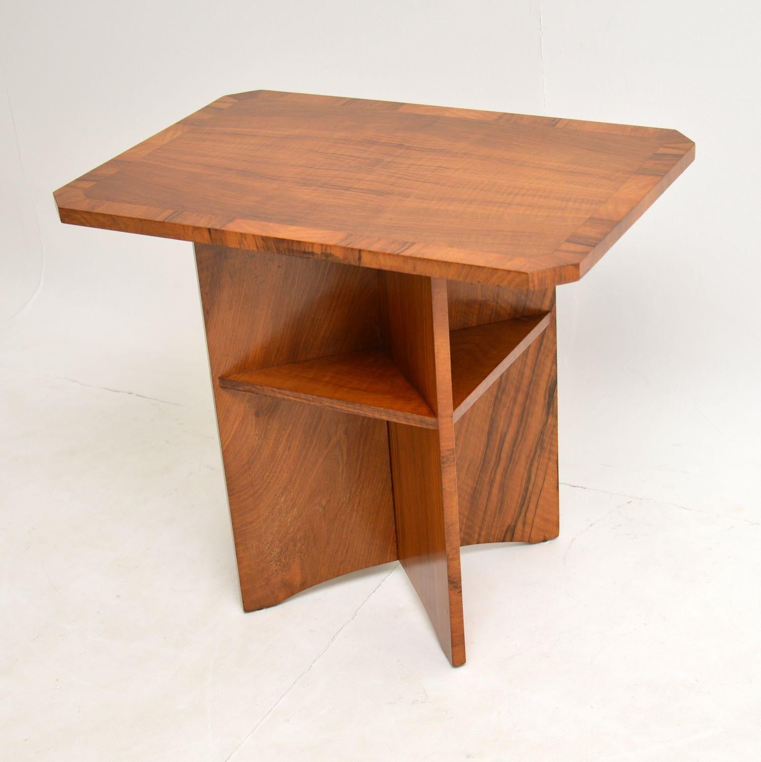 Art Deco Figured Walnut Occasional Side Table 2