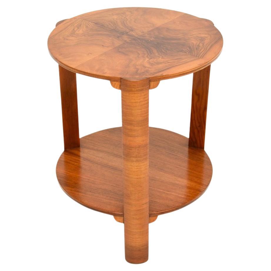 Art Deco Figured Walnut Occasional Side Table For Sale