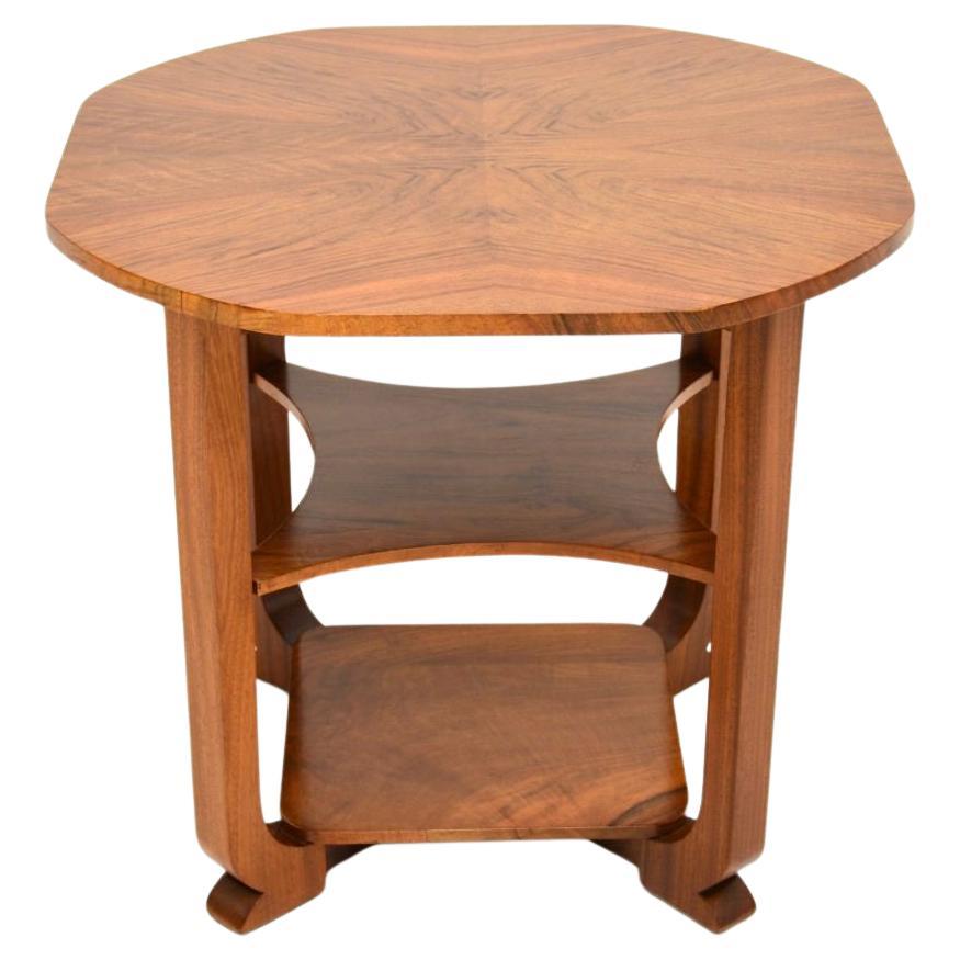 Art Deco Figured Walnut Occasional Side Table For Sale
