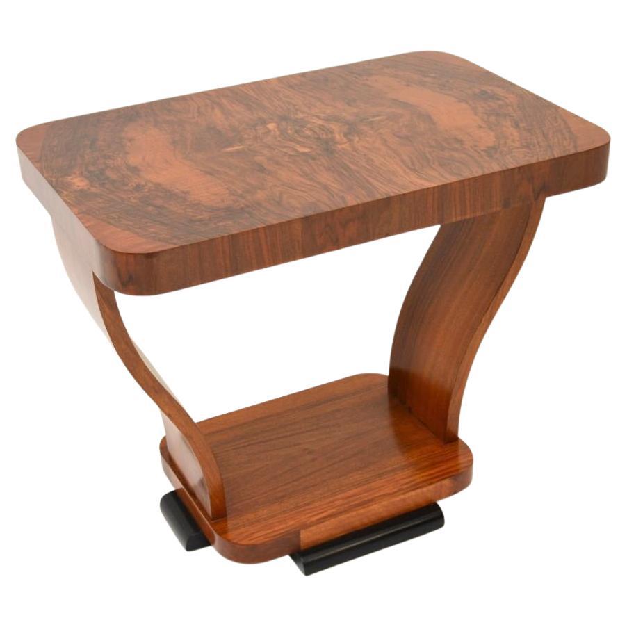 Art Deco Figured Walnut Occasional Side Table For Sale