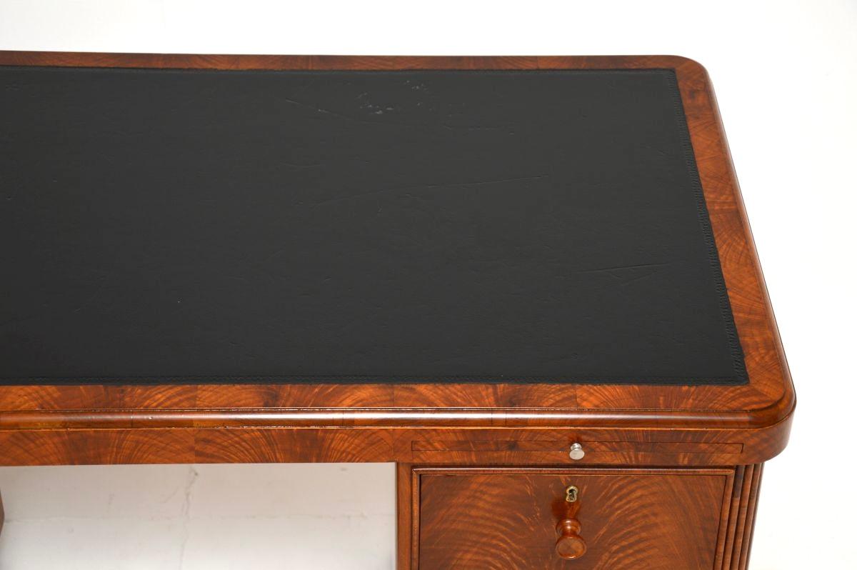 Art Deco Figured Walnut Pedestal Desk For Sale 5