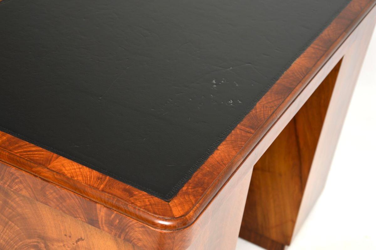 Art Deco Figured Walnut Pedestal Desk For Sale 6
