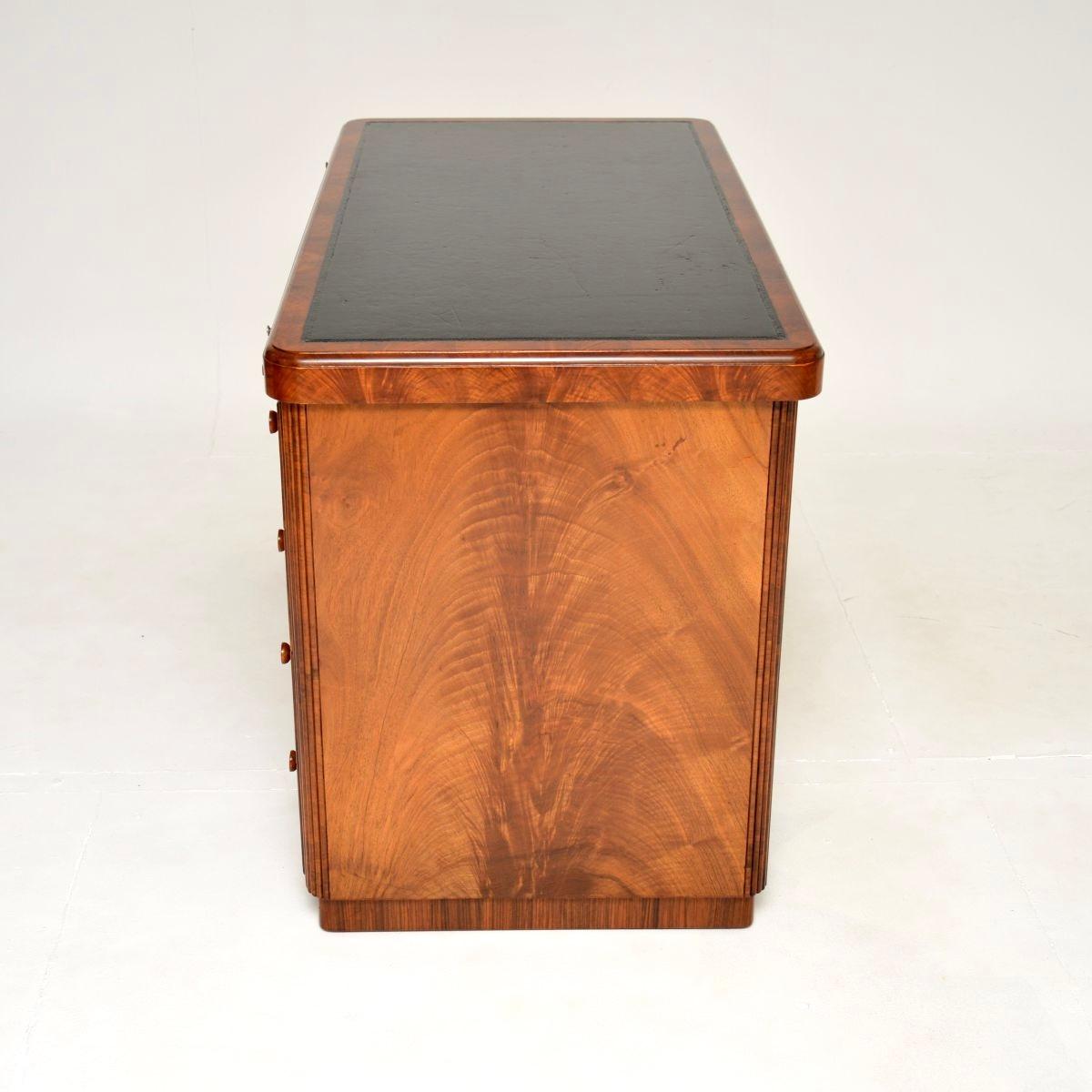 Mid-20th Century Art Deco Figured Walnut Pedestal Desk For Sale