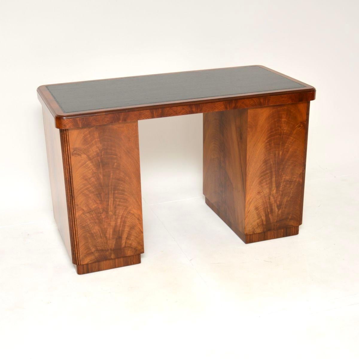 Art Deco Figured Walnut Pedestal Desk For Sale 2