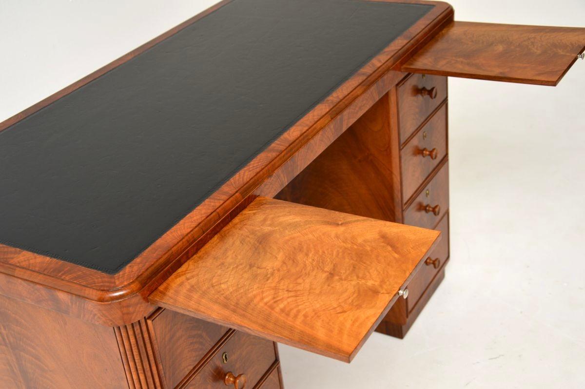 Art Deco Figured Walnut Pedestal Desk For Sale 3
