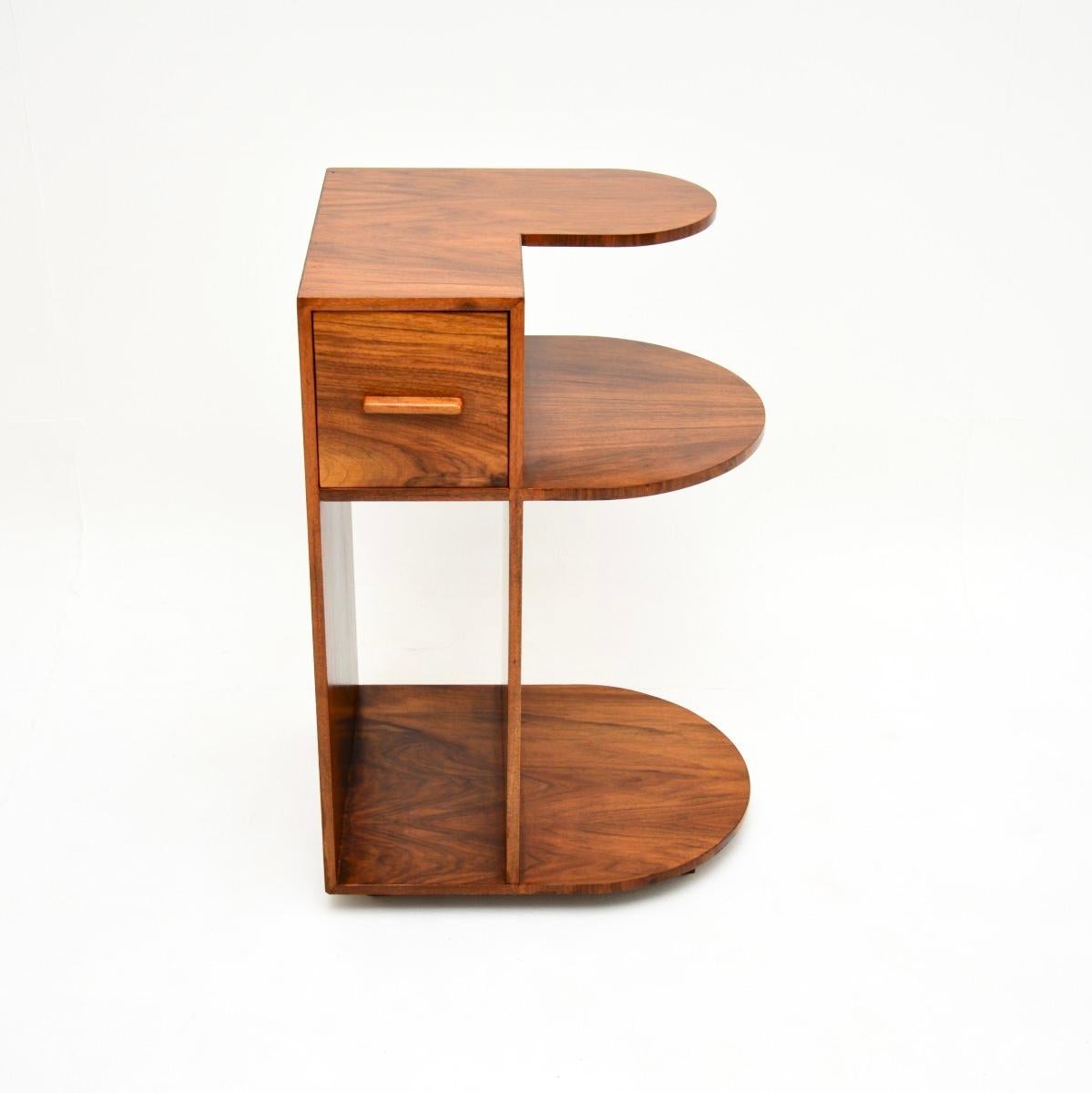 British Art Deco Figured Walnut Side Table For Sale