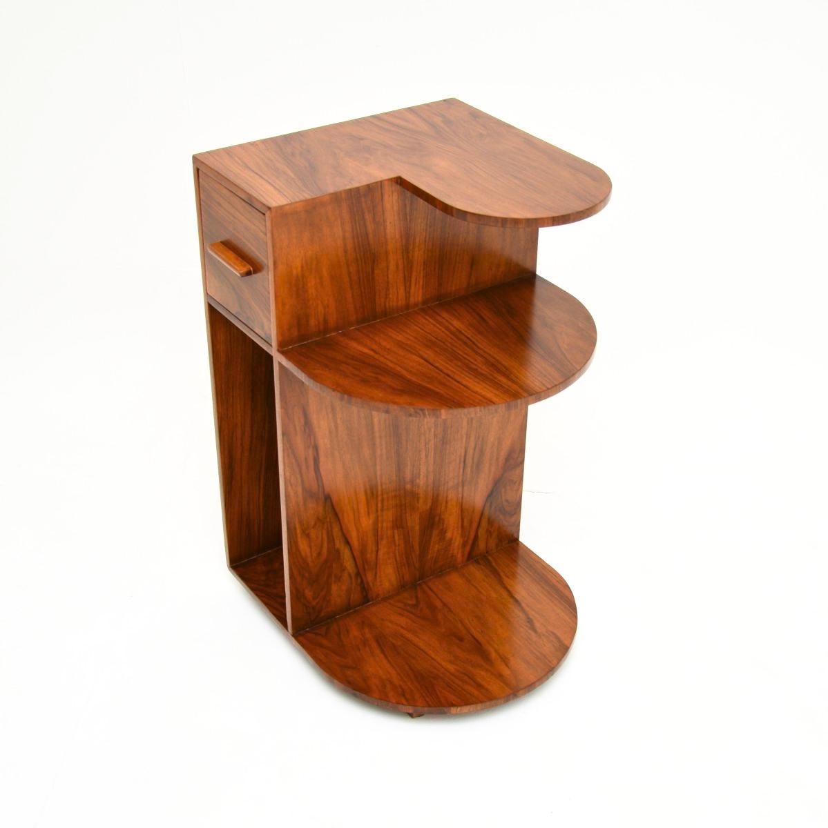 Mid-20th Century Art Deco Figured Walnut Side Table For Sale