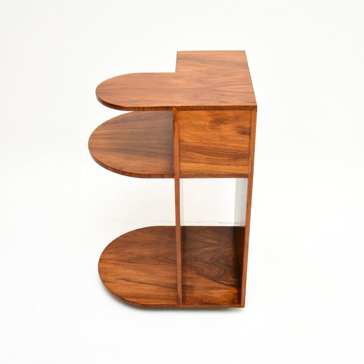 Art Deco Figured Walnut Side Table For Sale 2