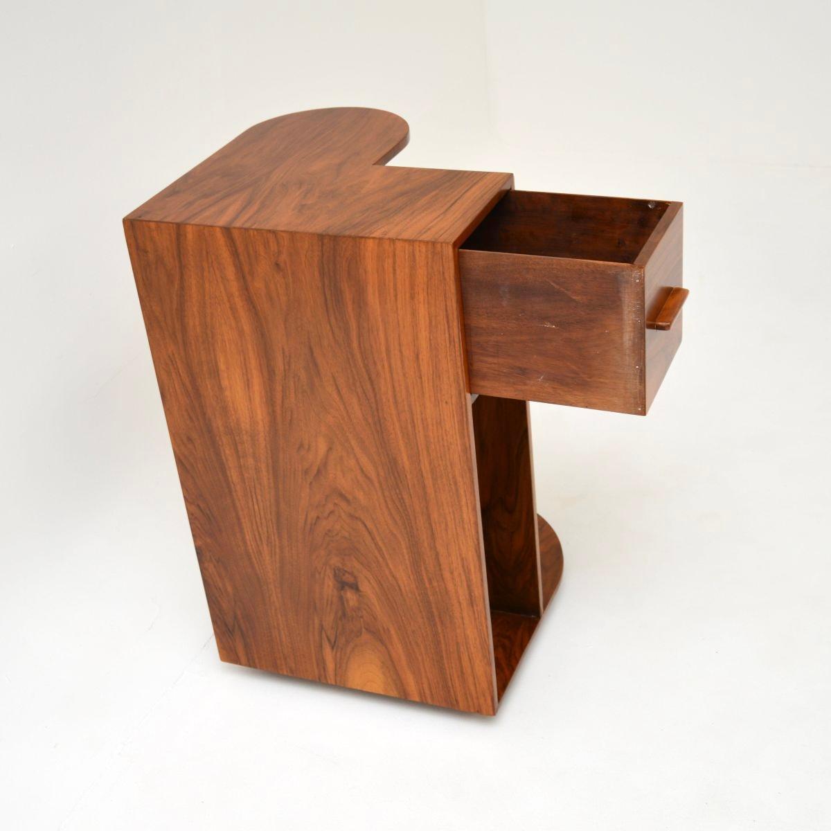 Art Deco Figured Walnut Side Table For Sale 4