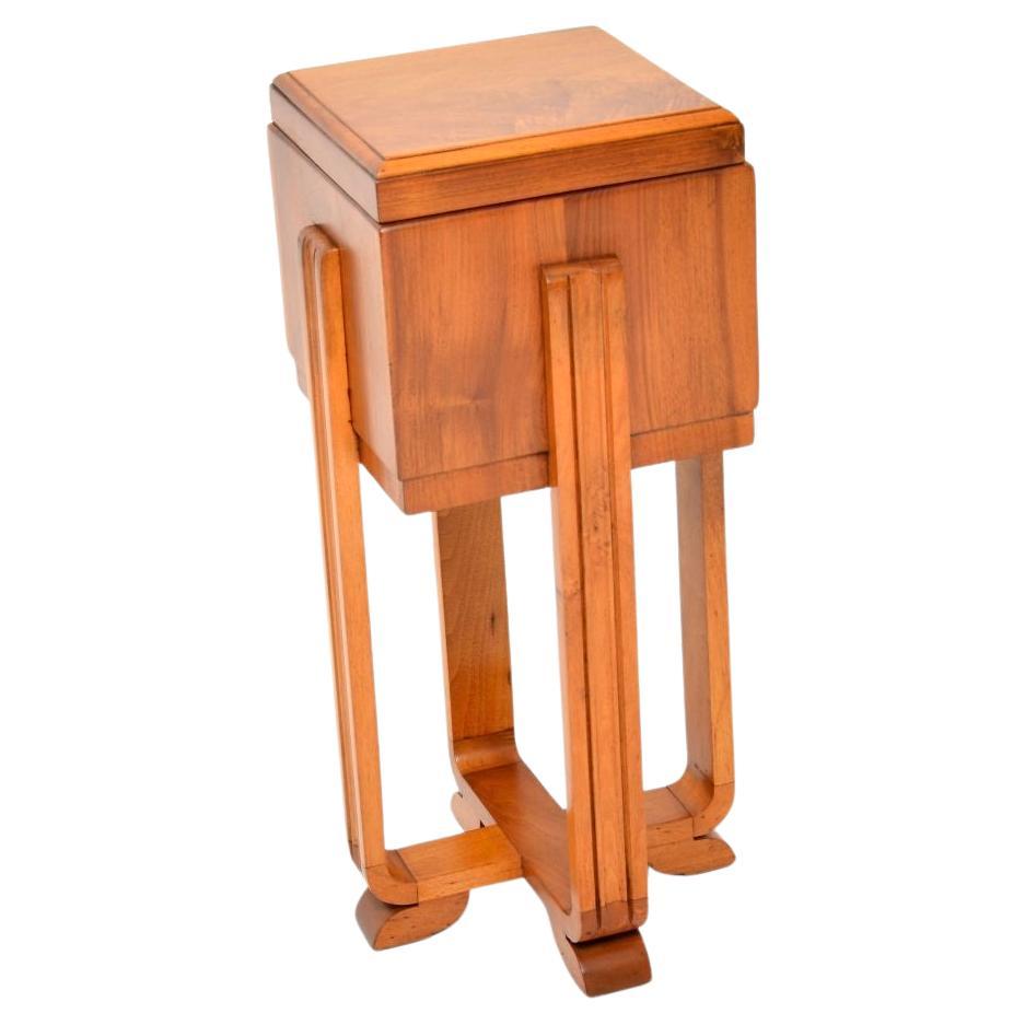 Art Deco Figured Walnut Side Table / Sewing Box