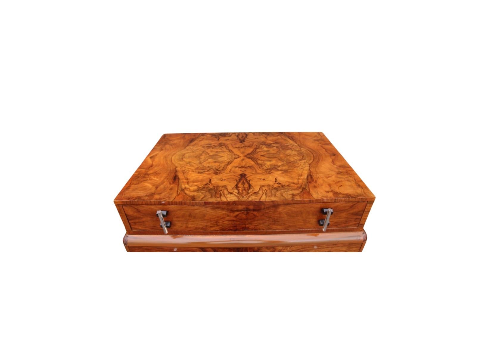 Art Deco Figured Walnut Skyscraper Chest of Drawers 4