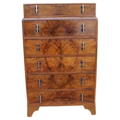 Art Deco Figured Walnut Skyscraper Chest of Drawers