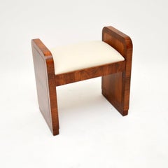 Art Deco Hocker aus gemasertem Nussbaumholz