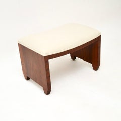 Art Deco Hocker aus gemasertem Nussbaumholz