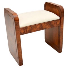 Art Deco Hocker aus gemasertem Nussbaumholz