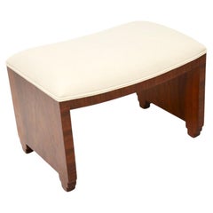 Art Deco Hocker aus gemasertem Nussbaumholz