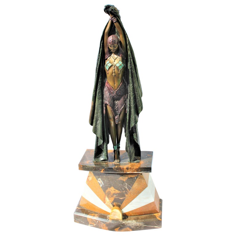 Art Deco Figurine, Antenia, after D H Chiparus, Bronze For Sale at 1stDibs