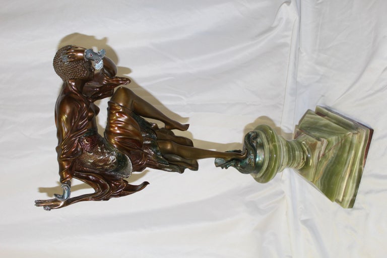 North American Art Deco Figurine Bronze Ankora Dancer For Sale
