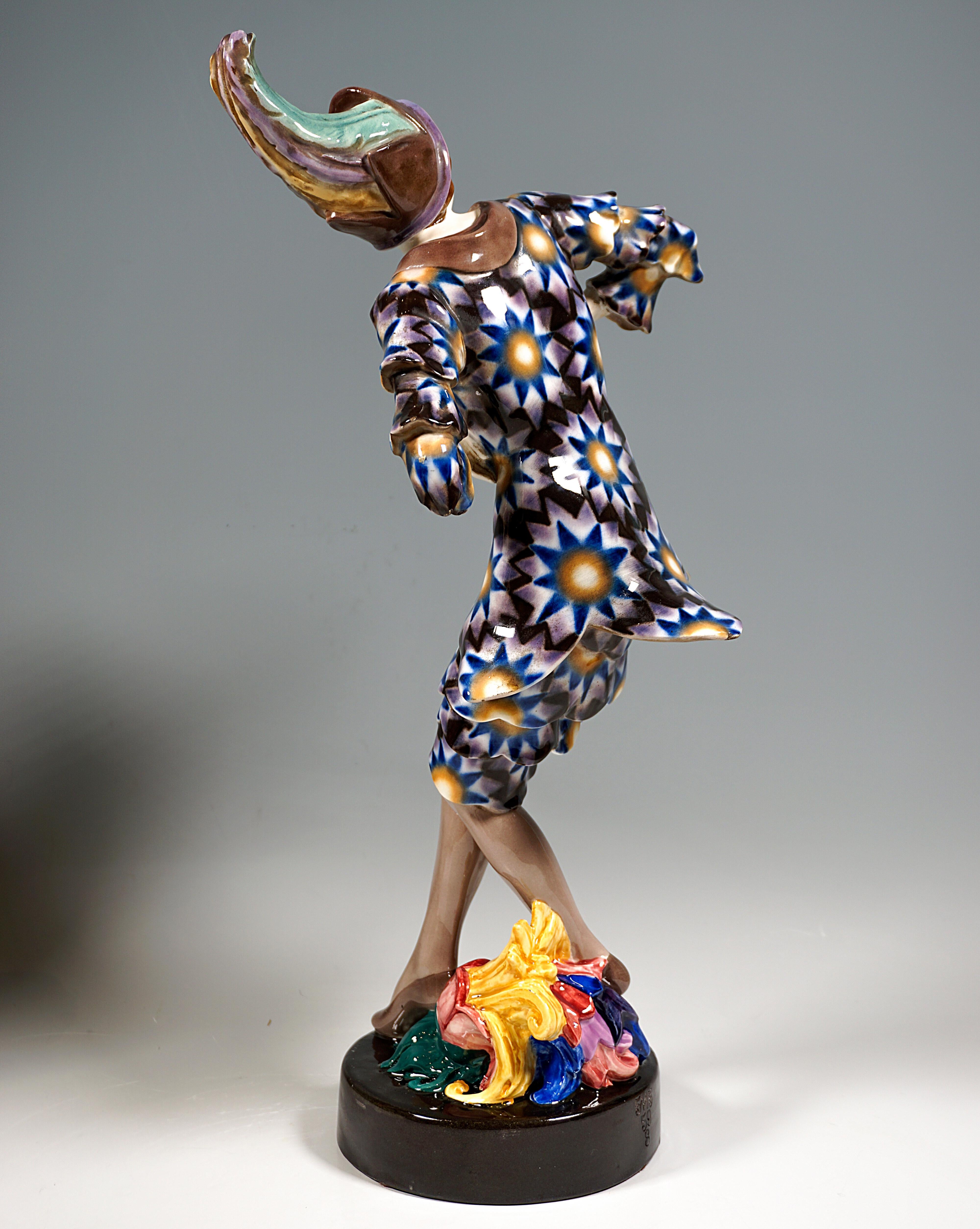 Austrian Art Déco Figurine 'Dance Of Vanity' by Josef Kostial, Goldscheider Vienna, 1920s For Sale