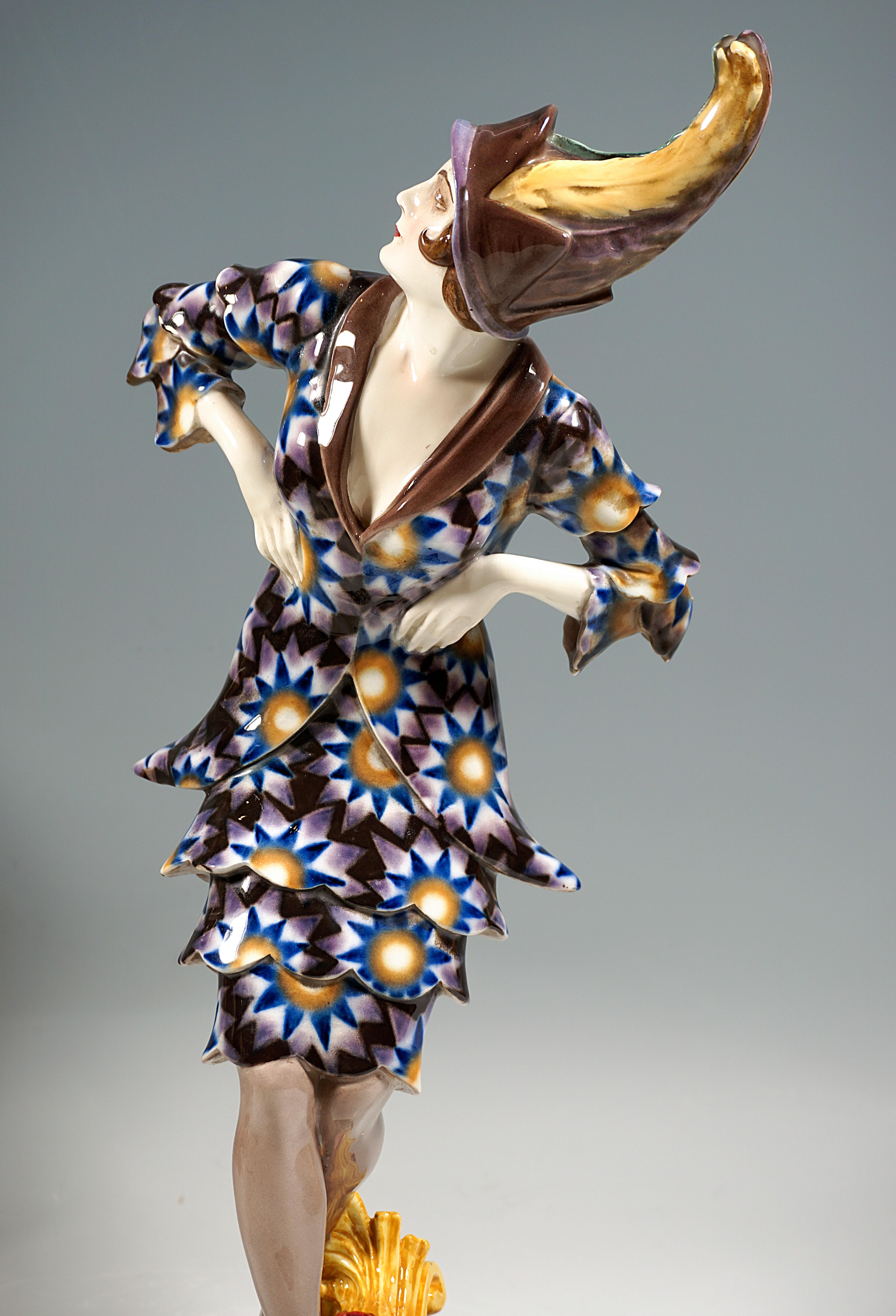 Hand-Crafted Art Déco Figurine 'Dance Of Vanity' by Josef Kostial, Goldscheider Vienna, 1920s For Sale