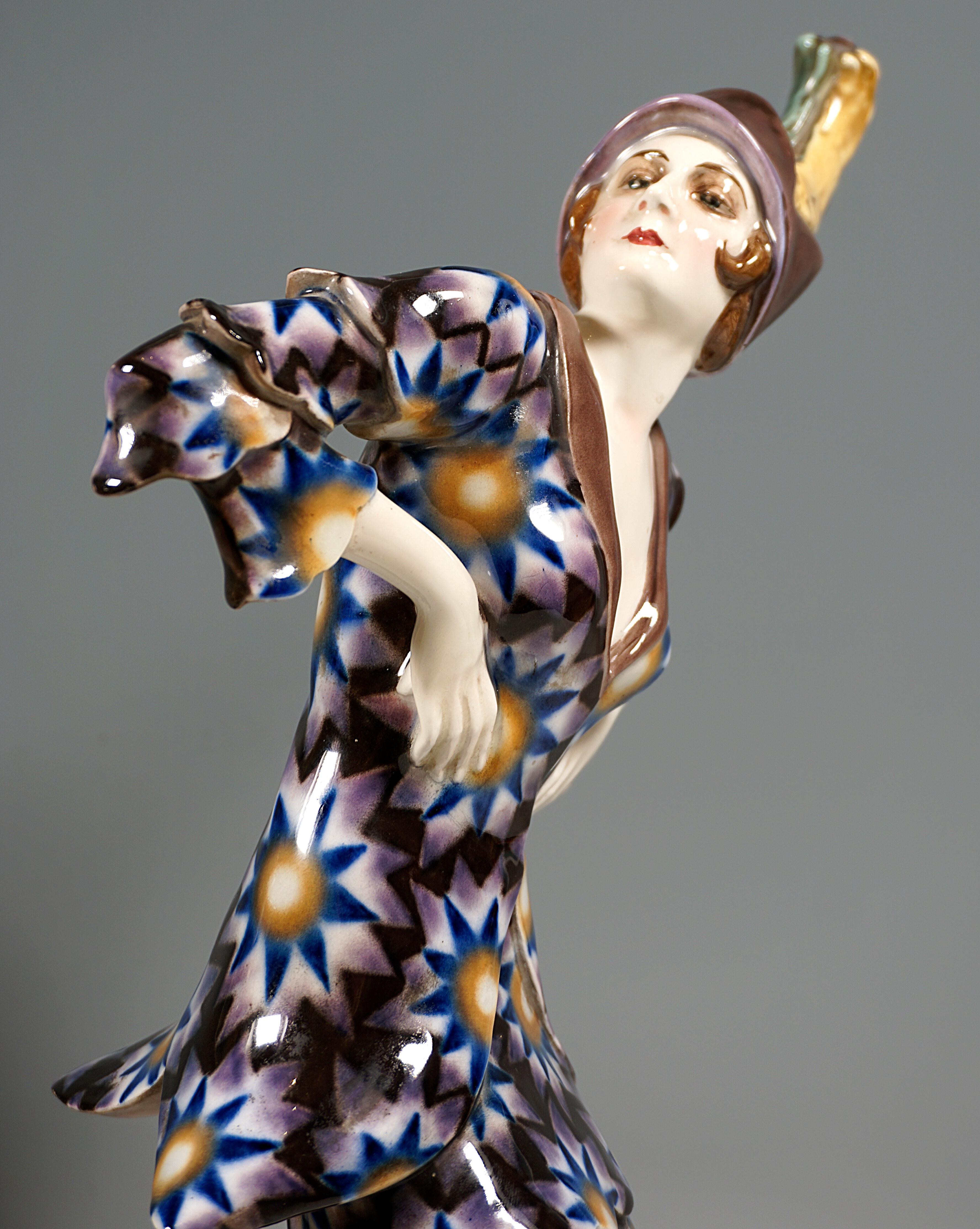 Early 20th Century Art Déco Figurine 'Dance Of Vanity' by Josef Kostial, Goldscheider Vienna, 1920s For Sale
