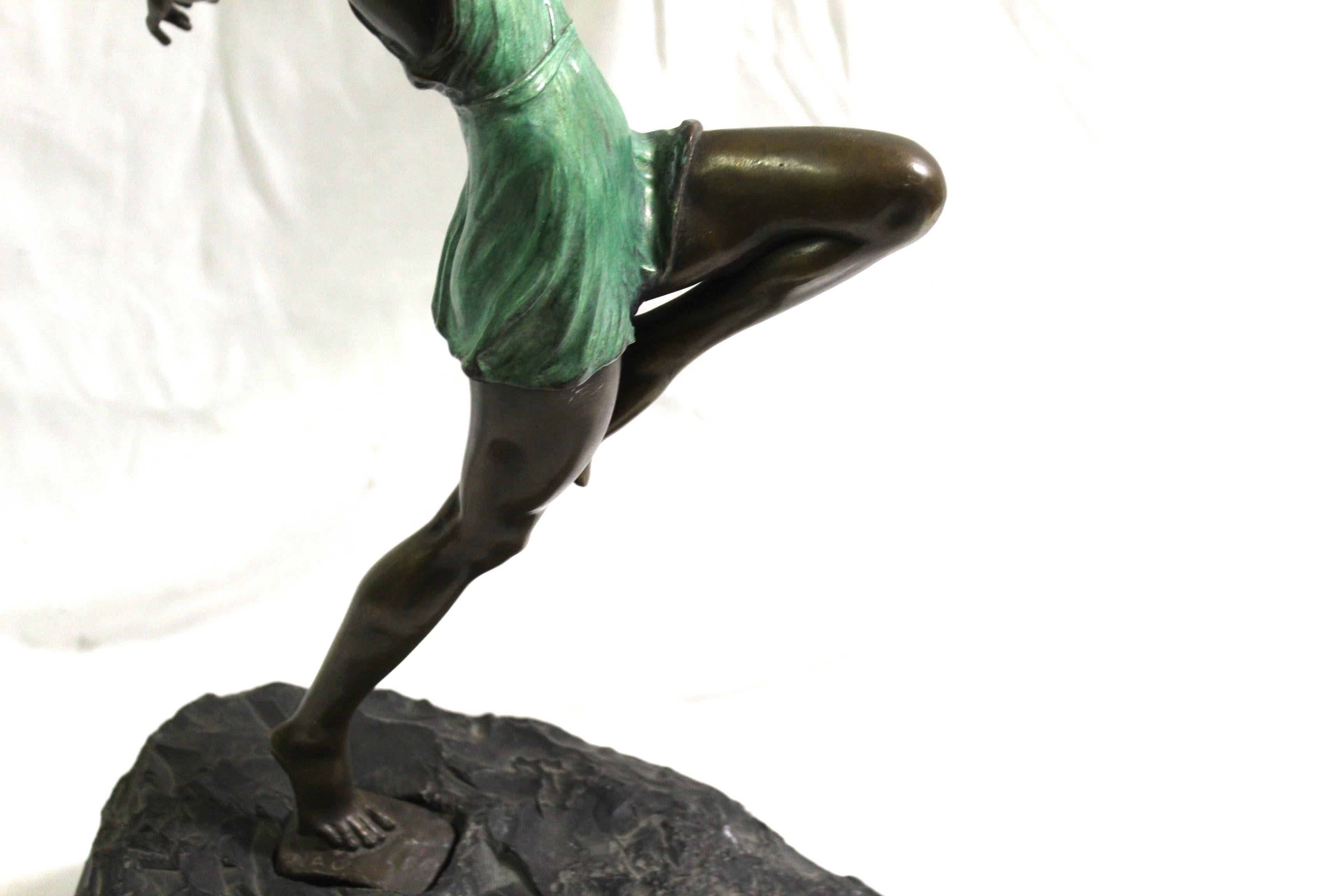 Bronze Art Deco Figurine, Female Javelin Thrower For Sale