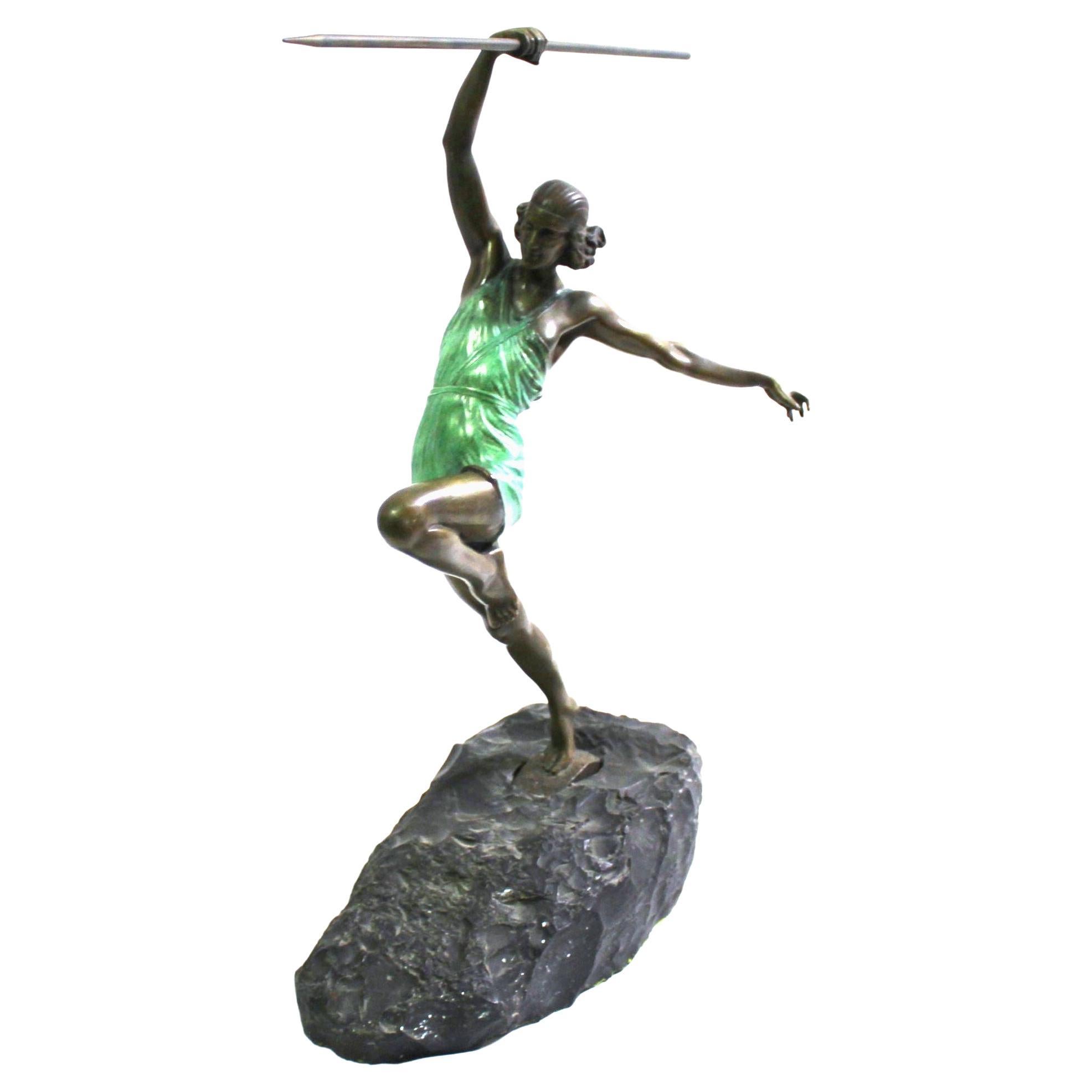 Art Deco Figurine, Female Javelin Thrower For Sale