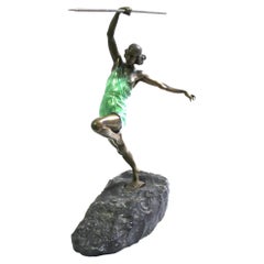 Vintage Art Deco Figurine, Female Javelin Thrower
