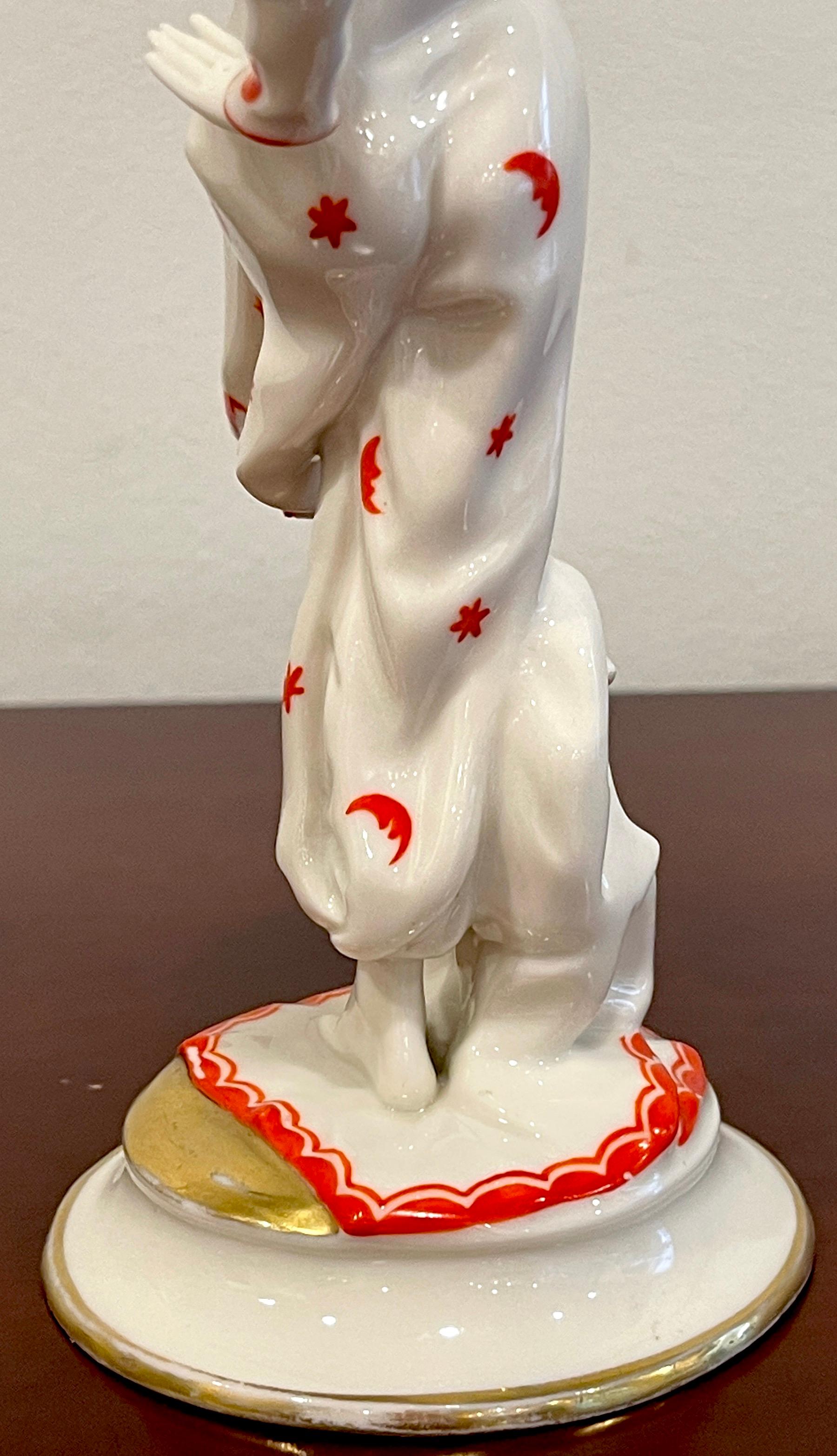 Art Deco Figurine of 'Mata Hari' by Capodimonte / Naples Porcelain Company For Sale 5