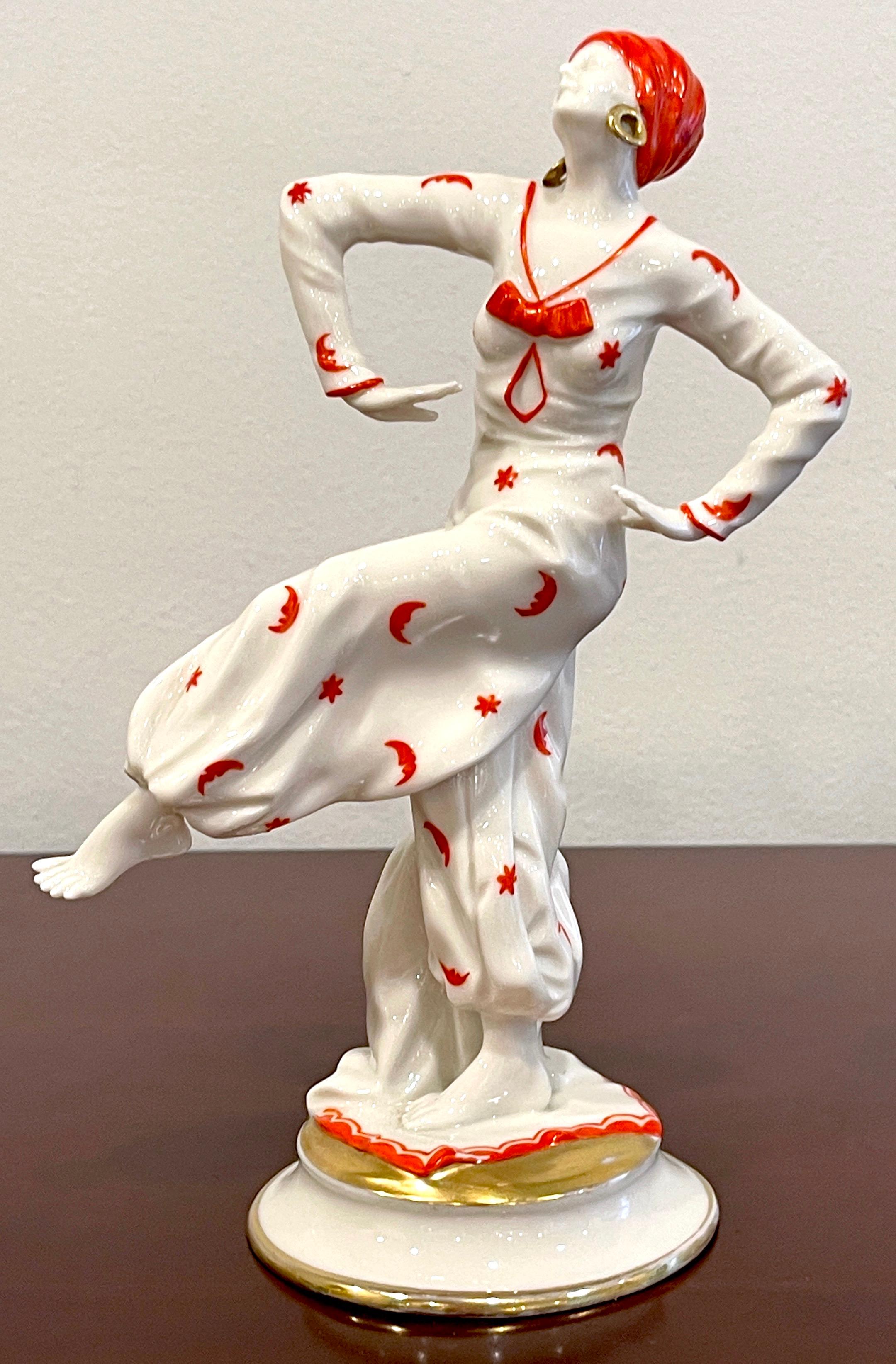 Art Deco Figurine of 'Mata Hari' by Capodimonte / Naples Porcelain Company For Sale 9