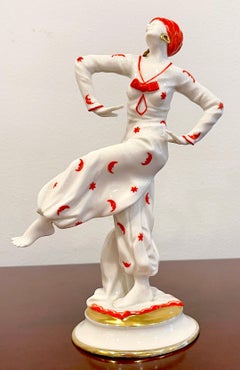 Figurilla Art Decó de 'Mata Hari' de Capodimonte / Compañía de Porcelana de Nápoles