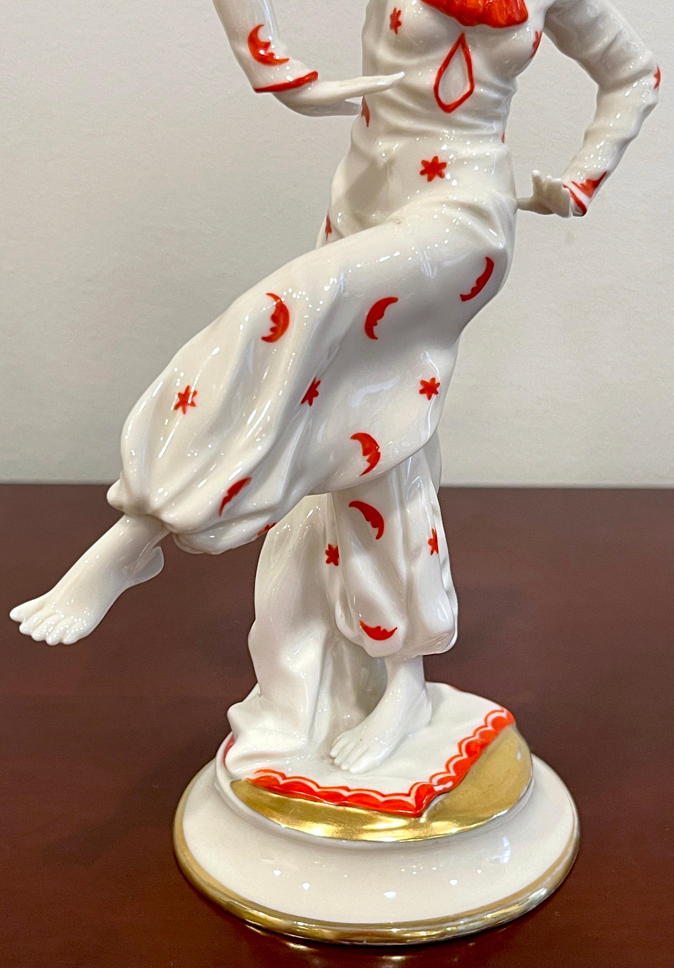 Gilt Art Deco Figurine of 'Mata Hari' by Capodimonte / Naples Porcelain Company For Sale