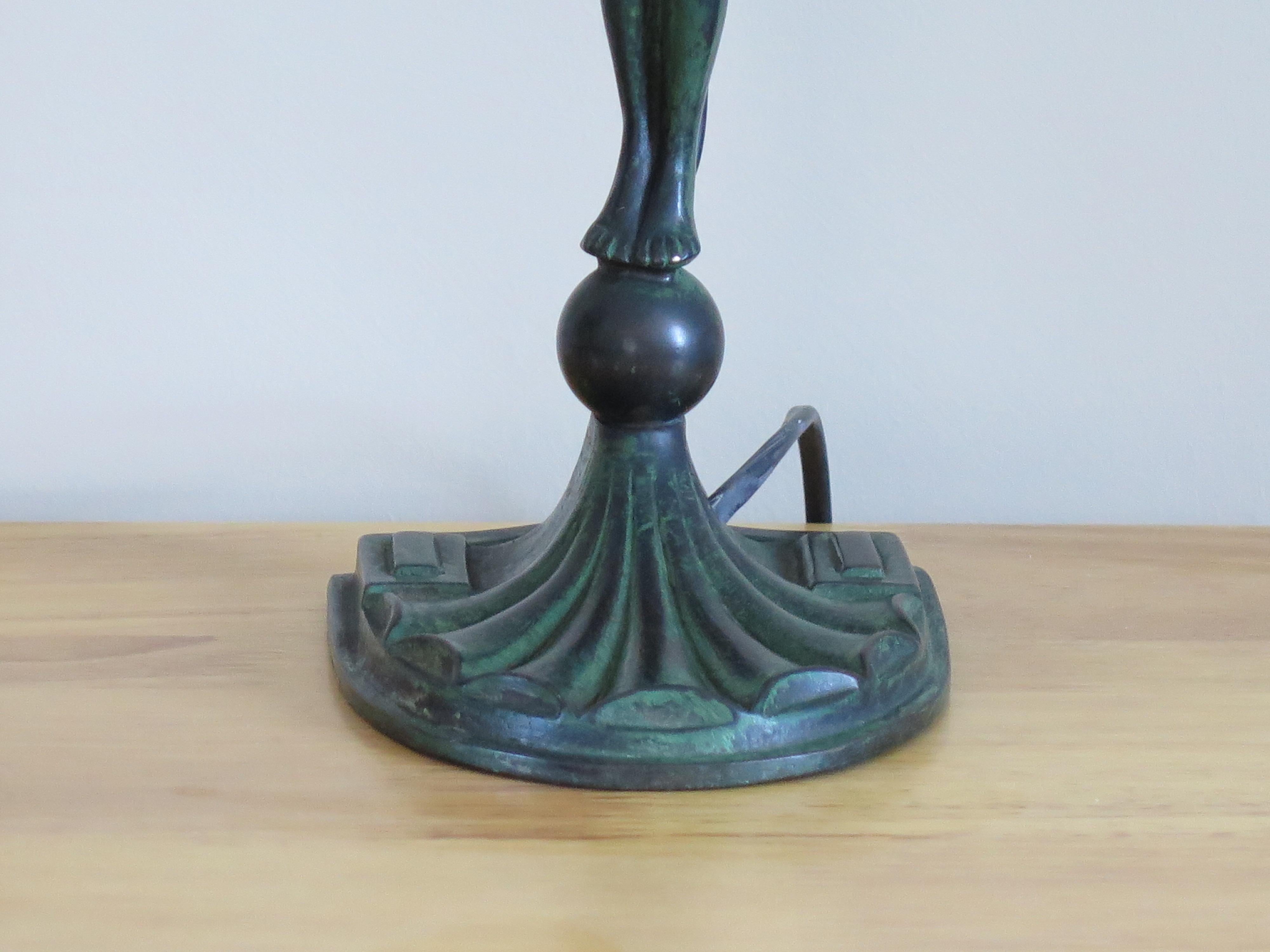 Art Deco Figurine Table Lamp Bronze Lady Sculpture, French, circa 1930 For Sale 7