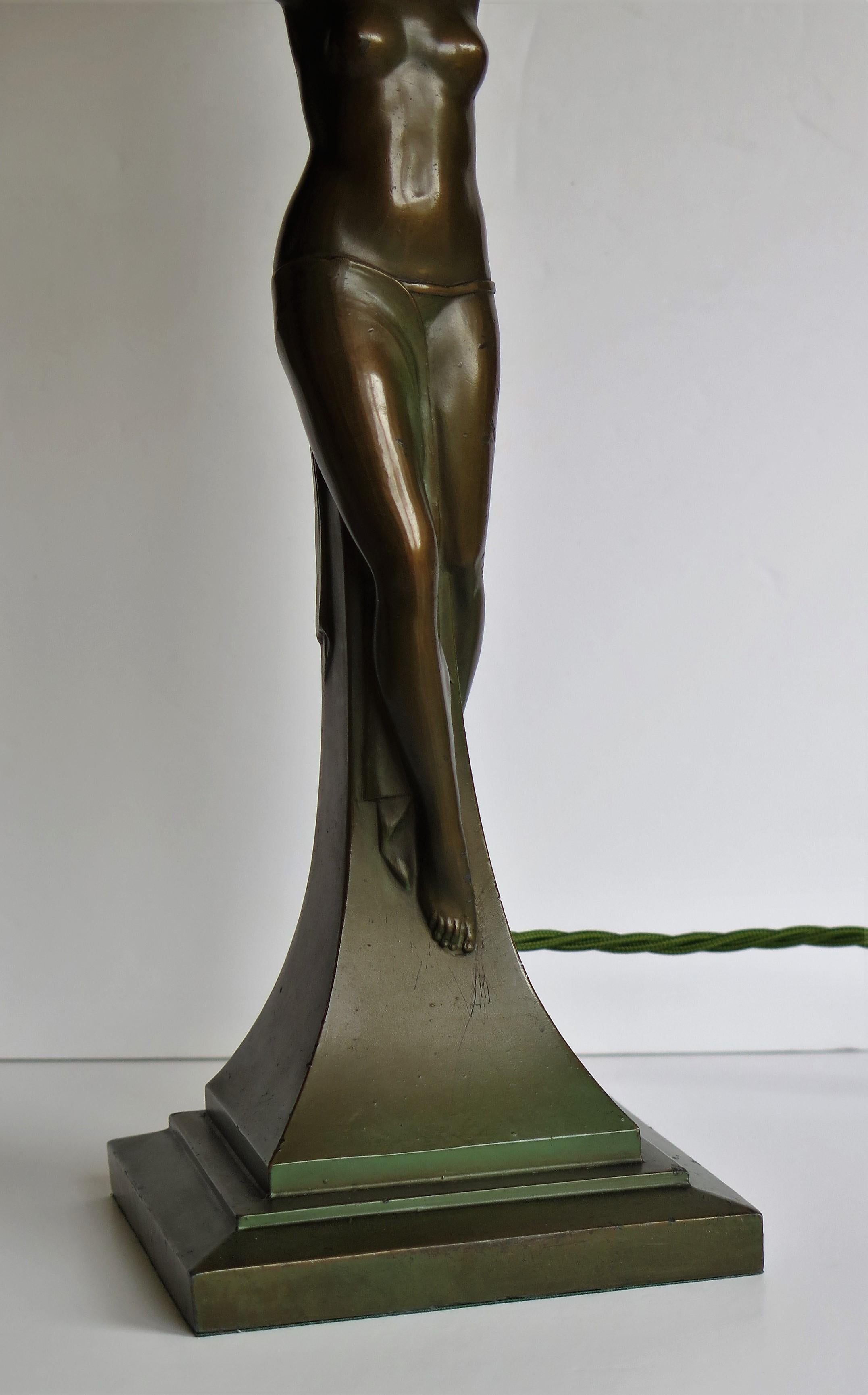 Art Deco Figurine Table Lamp sculpture of Water Carrier bronzed, French Ca 1930 5