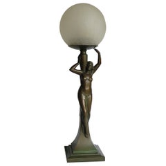 Art Deco Figurine Table Lamp sculpture of Water Carrier bronzed, French Ca 1930