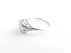 Anello Art Deco Filagree in oro bianco 18 carati con diamante solitario da 0,25 carati