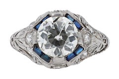 Used Art Deco Filigree 2.27 Carat Old European Diamond Engagement Ring