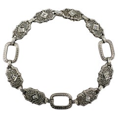 Art Deco Filigree Diamond 14k White Gold Platinum Bracelet Circa 1930s